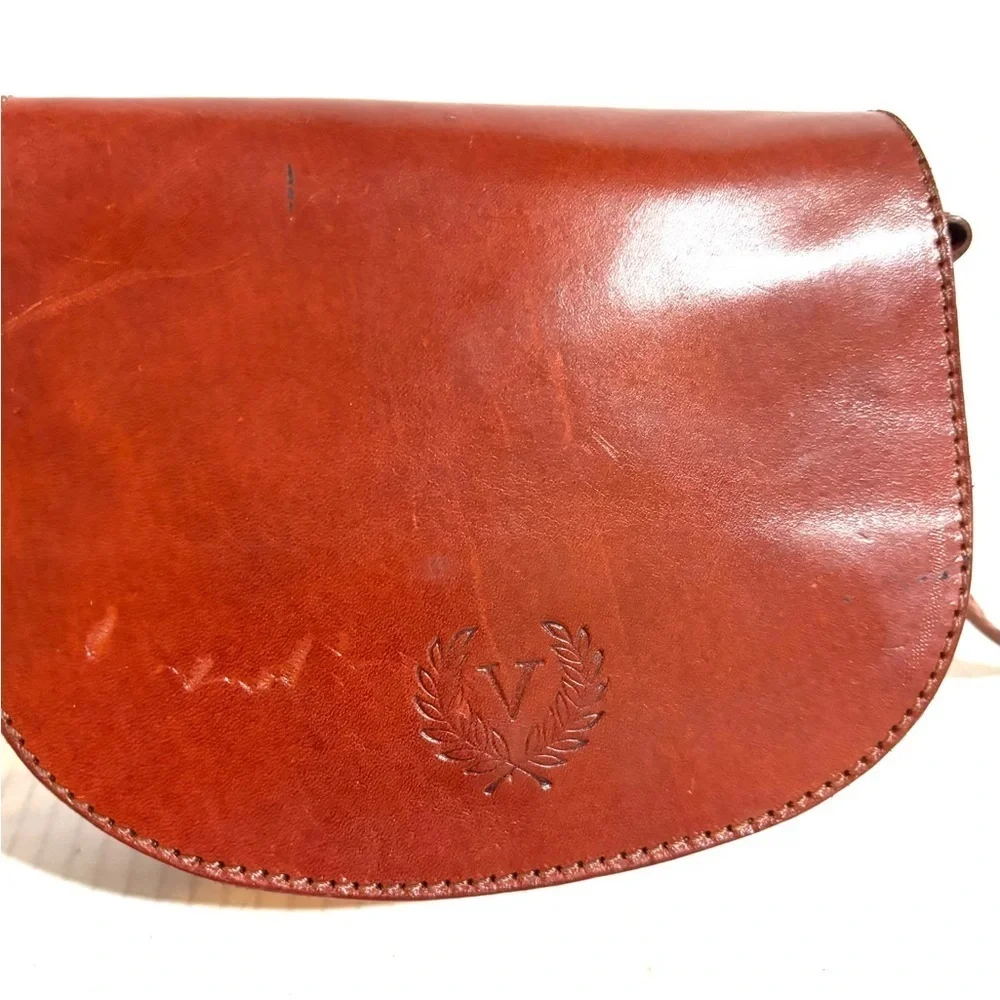 Firenze vintage Elegant Brown Leather Crossbody Bag